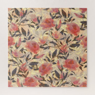 Frühlingswilde Rose: Aquarellmuster. Puzzle