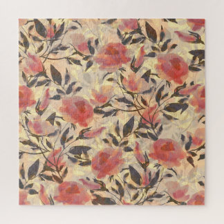 Frühlingswilde Rose: Aquarellmuster. Puzzle