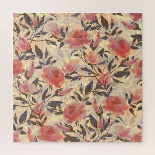 Frühlingswilde Rose: Aquarellmuster. Puzzle (Vertikal)