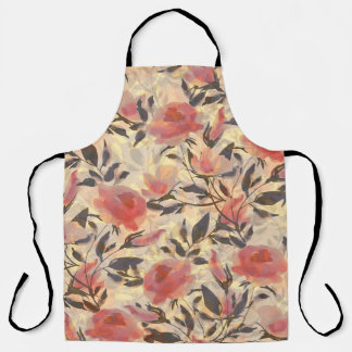 Frühlingswilde Rose: Aquarellmuster. Schürze