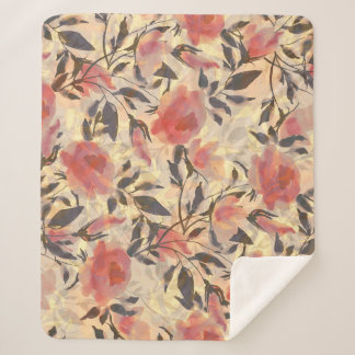 Frühlingswilde Rose: Aquarellmuster. Sherpadecke