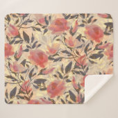 Frühlingswilde Rose: Aquarellmuster. Sherpadecke (Vorderseite (Horizontal))