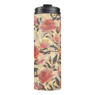 Frühlingswilde Rose: Aquarellmuster. Thermosbecher