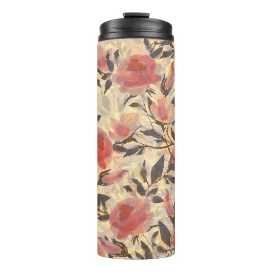 Frühlingswilde Rose: Aquarellmuster. Thermosbecher (Vorderseite)