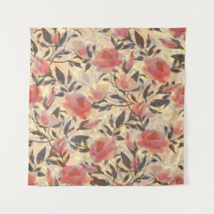 Frühlingswilde Rose: Aquarellmuster. Wandteppich