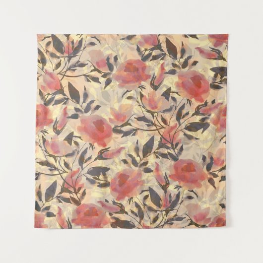 Frühlingswilde Rose: Aquarellmuster. Wandteppich (Vorderseite)