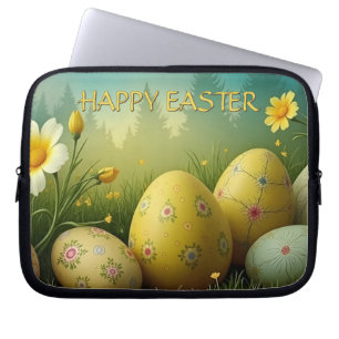 Frühlingszauber mit Ostereiern in einem Meer von B Laptopschutzhülle