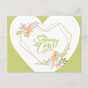 Frühlingszeit Blumen Herz Grußkarte Postkarte