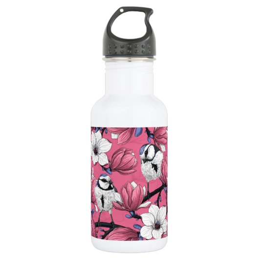 Frühlingszeit in Rosa Edelstahlflasche (Vorderseite)