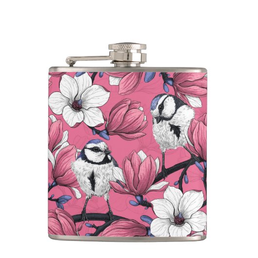 Frühlingszeit in Rosa Flachmann (Vorderseite)