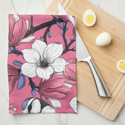 Frühlingszeit in Rosa Geschirrtuch (Viertel Falte)