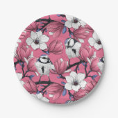 Frühlingszeit in Rosa Pappteller (Vorderseite)