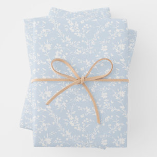 Frühlingszweige Neutral - Puderblau Geschenkpapier Set