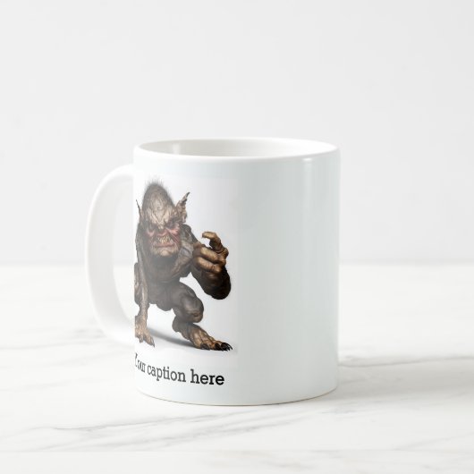 Frühmorgendliche innere Bestie entfesselt Kaffeetasse (Vorderseite Links)