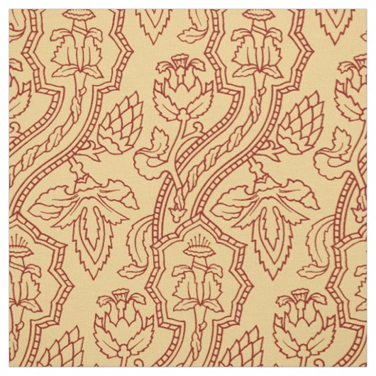 Frührenaissance-Blumen - Rot auf Gelb Stoff (Muster)