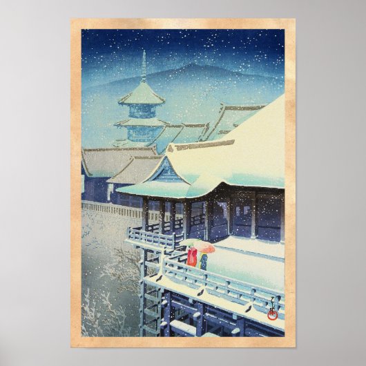 Frühsnow in Kiyomizu Temple Hasui Kawase hanga Poster (Vorne)