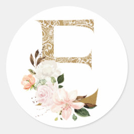 Frühsommer Hochzeit MONOGRAM E Runder Aufkleber