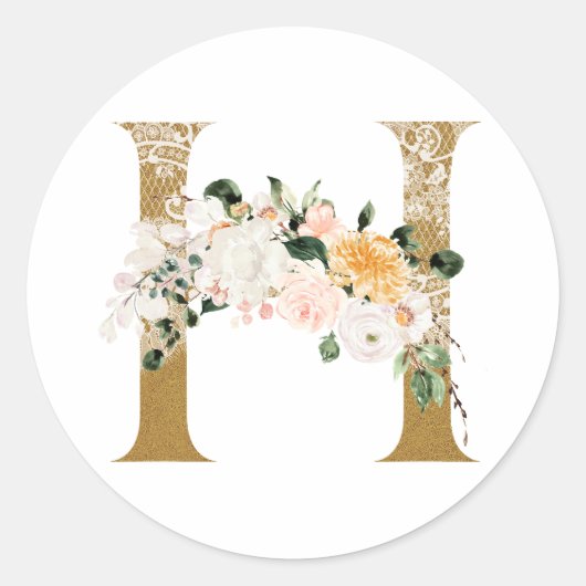 Frühsommer Hochzeit MONOGRAM H Runder Aufkleber (Vorderseite)