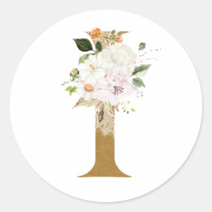 Frühsommer Hochzeit MONOGRAM I Runder Aufkleber