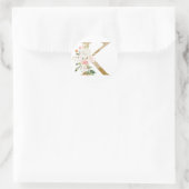 Frühsommer Hochzeit MONOGRAM K Runder Aufkleber (Tasche)