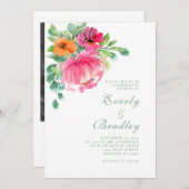 Frühsommer kühl florales Foto Hochzeit Einladung (Vorne/Hinten)