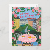 FRÜHSTAG Blume Terrasse Tea Time Paris Postkarte (Vorne/Hinten)