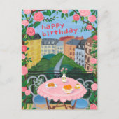 FRÜHSTAG Blume Terrasse Tea Time Paris Postkarte (Vorderseite)