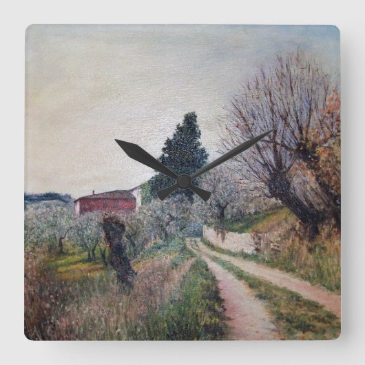 FRÜHSTE FRÜHSTÜCK IN VERNALESIEN / Toskana Landsch Quadratische Wanduhr (Vorderseite)