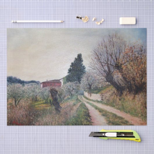 FRÜHSTE FRÜHSTÜCK IN VERNALESIEN / Toskana Landsch Seidenpapier (Handwerk)