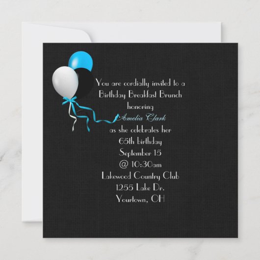 Frühstück am Geburtstag Brunch Einladung (Rückseite)