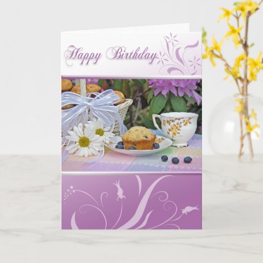 Frühstück am Geburtstag Karte (Gelbe Blume)