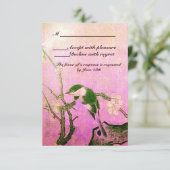 FRÜHSTÜCK AUF BLUME BAUMONOGRAMM PINK UAWG RSVP KARTE (Stehend Vorderseite)