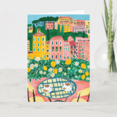 Frühstück auf der Terrasse Malerei Whimsical City Karte (Vorderseite)