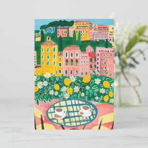 Frühstück auf der Terrasse Whimsical City Malerei Karte