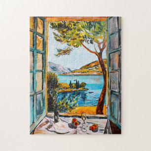 Frühstück auf Fensterblick auf das Mittelmeer male Puzzle