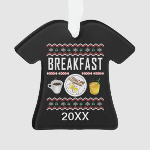 Frühstück Bacon Eggs Juice Ugly Christmas Sweate Ornament