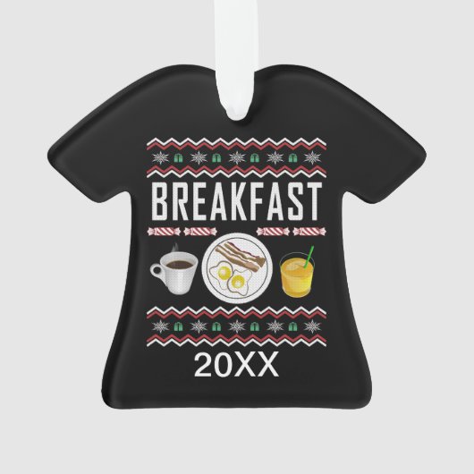 Frühstück Bacon Eggs Juice Ugly Christmas Sweater Ornament (Rückseite)