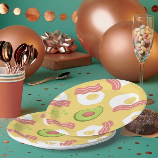 Frühstück Bliss: HandGezeichnet Avocado, Bacon & E Pappteller (Multi)