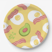 Frühstück Bliss: HandGezeichnet Avocado, Bacon & E Pappteller (Vorderseite)