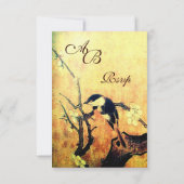 FRÜHSTÜCK, BLUME BAUM MONOGRAMM GELBE BROWNE UAWG RSVP KARTE (Rückseite)