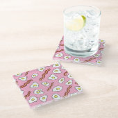 Frühstück Bonanza: Cartoon Freuen Glasuntersetzer (Schrägansicht)