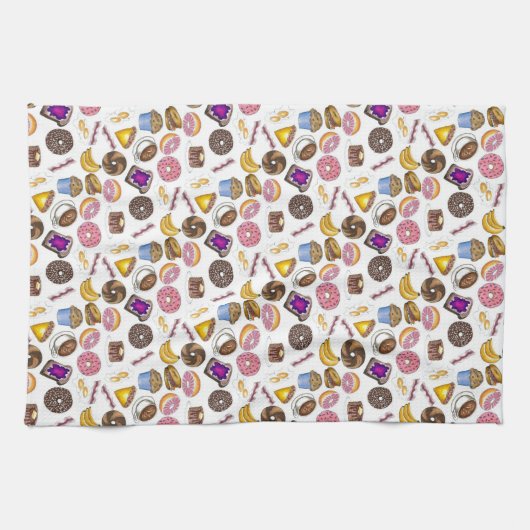 Frühstück Brunch Food Bagel Donut Toast Eggs Bacon Geschirrtuch (Horizontal)