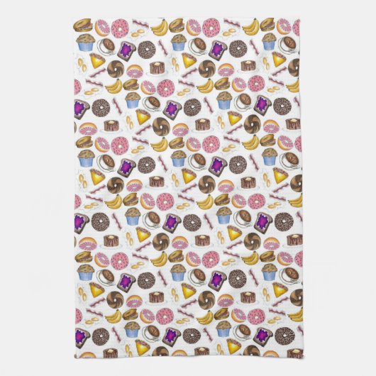 Frühstück Brunch Food Bagel Donut Toast Eggs Bacon Geschirrtuch (Vertikal)