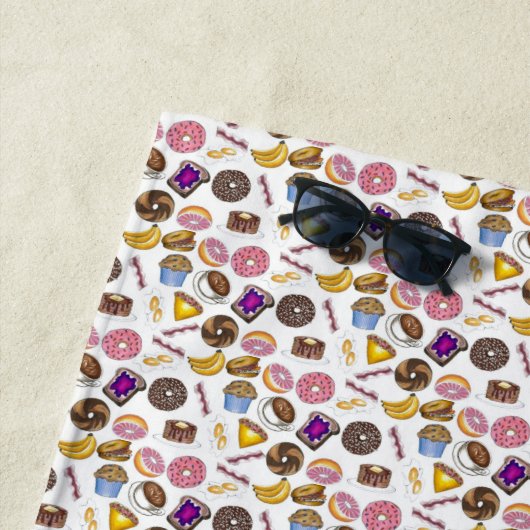 Frühstück Brunch Food Bagel Donut Toast Eggs Bacon Strandtuch (Beispiel)