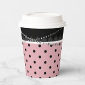 Frühstück & Brunch Pink & Black Polka Damask Pappbecher (Links)