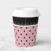 Frühstück & Brunch Pink & Black Polka Damask Pappbecher (Rechts)