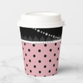 Frühstück & Brunch Pink & Black Polka Damask Pappbecher (Vorderseite)