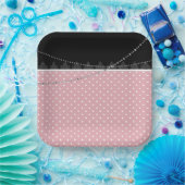 Frühstück & Brunch Pink & Schwarz-weiße Polka Punk Pappteller (Party)