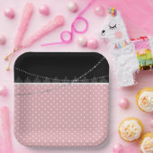 Frühstück & Brunch Pink & Schwarz-weiße Polka Punk Pappteller (Party)