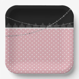 Frühstück & Brunch Pink & Schwarz-weiße Polka Punk Pappteller